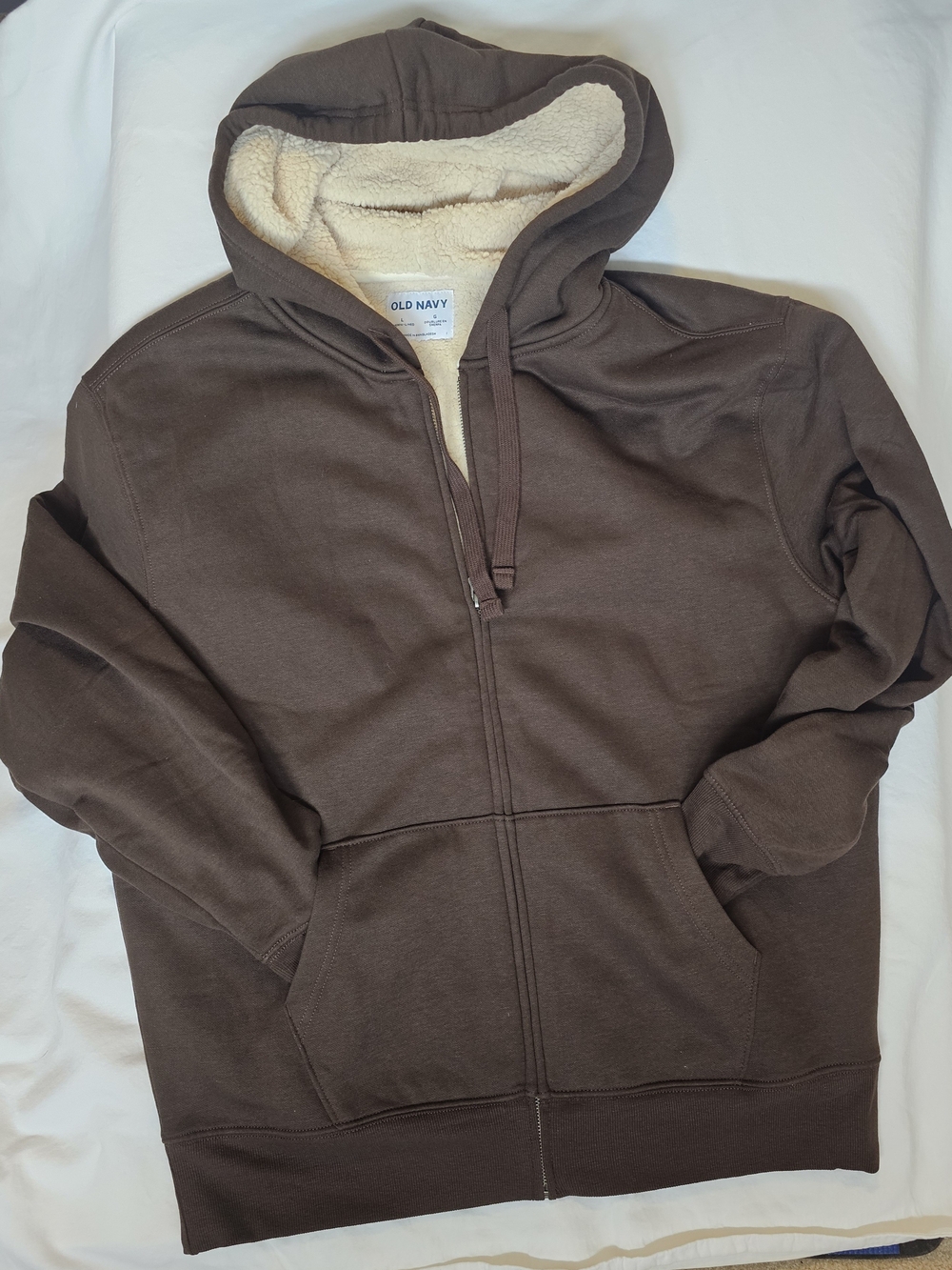 Old Navy Men’s Brown Sherpa-Lined Zip Hoodie - NWOT